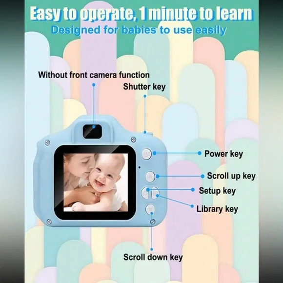 ☀️ Kid Friendly Portable Mini Digital Camera - in Blue - Picture 5 of 7